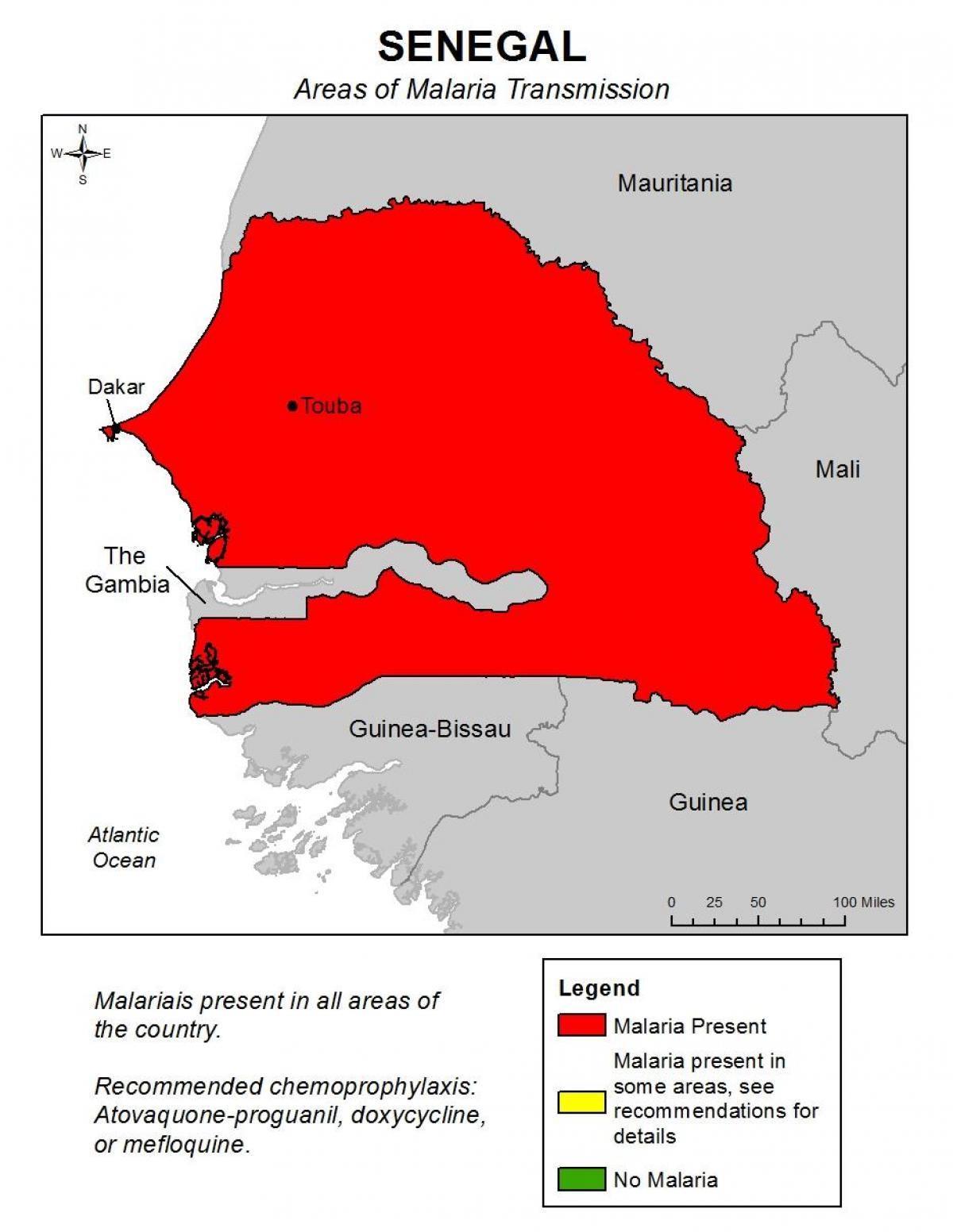 mappa del Senegal malaria