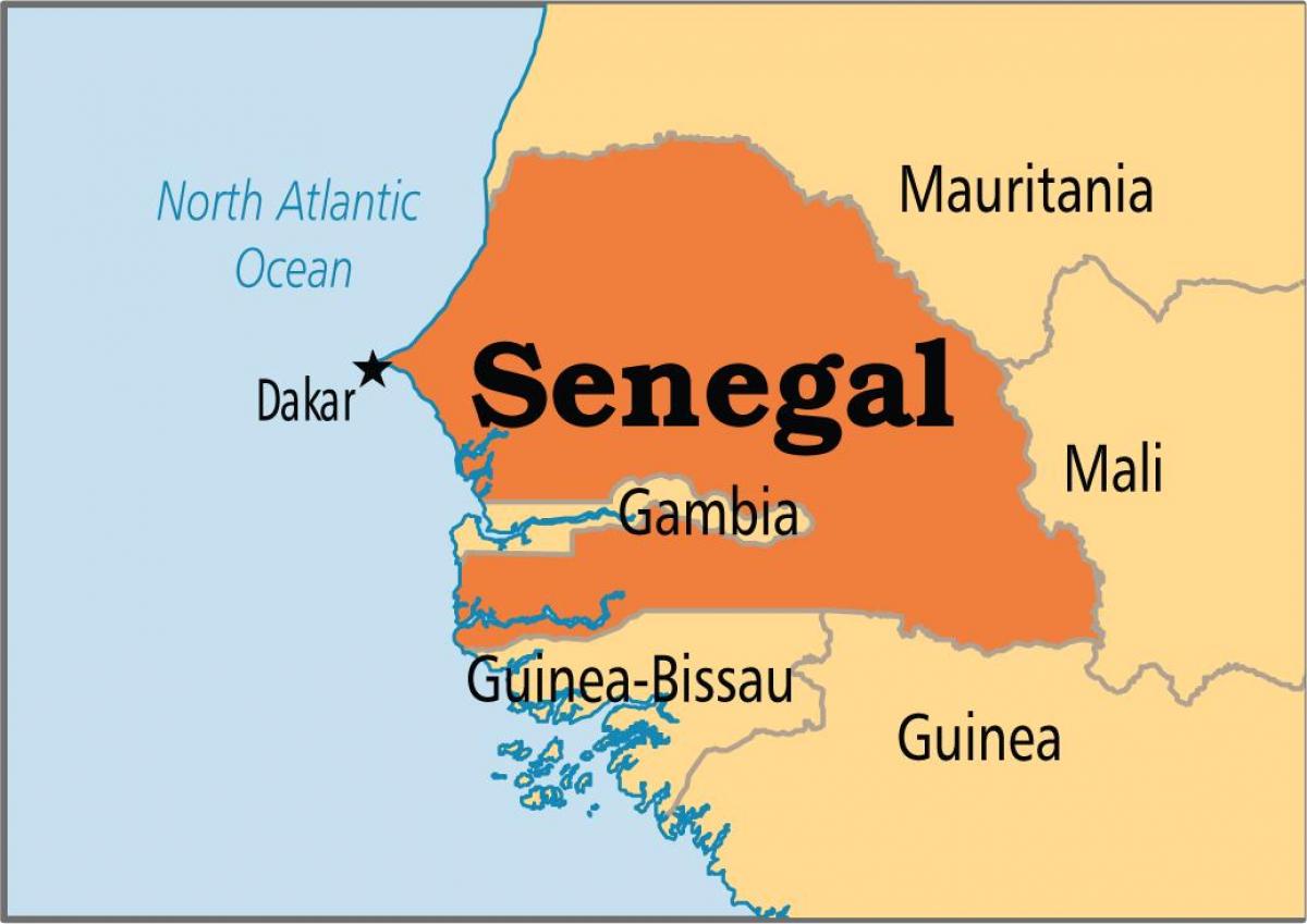 Senegal sulla mappa del mondo