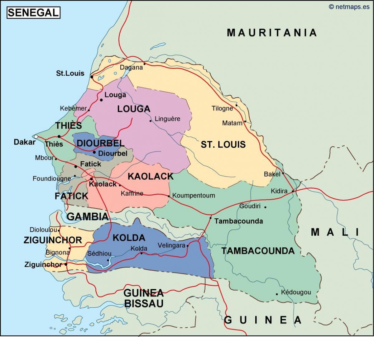 mappa del Senegal paese