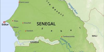 Mappa di mappa fisica del Senegal